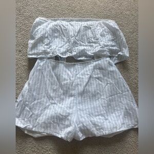 Tobi blue and white stripped romper